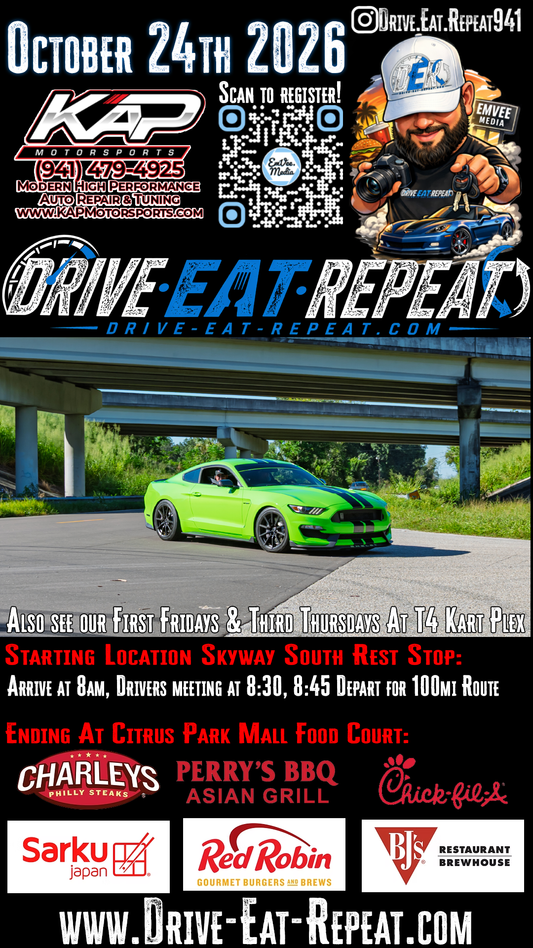 October 2026 Drive. Eat. Repeat. by EmVee Media Events!