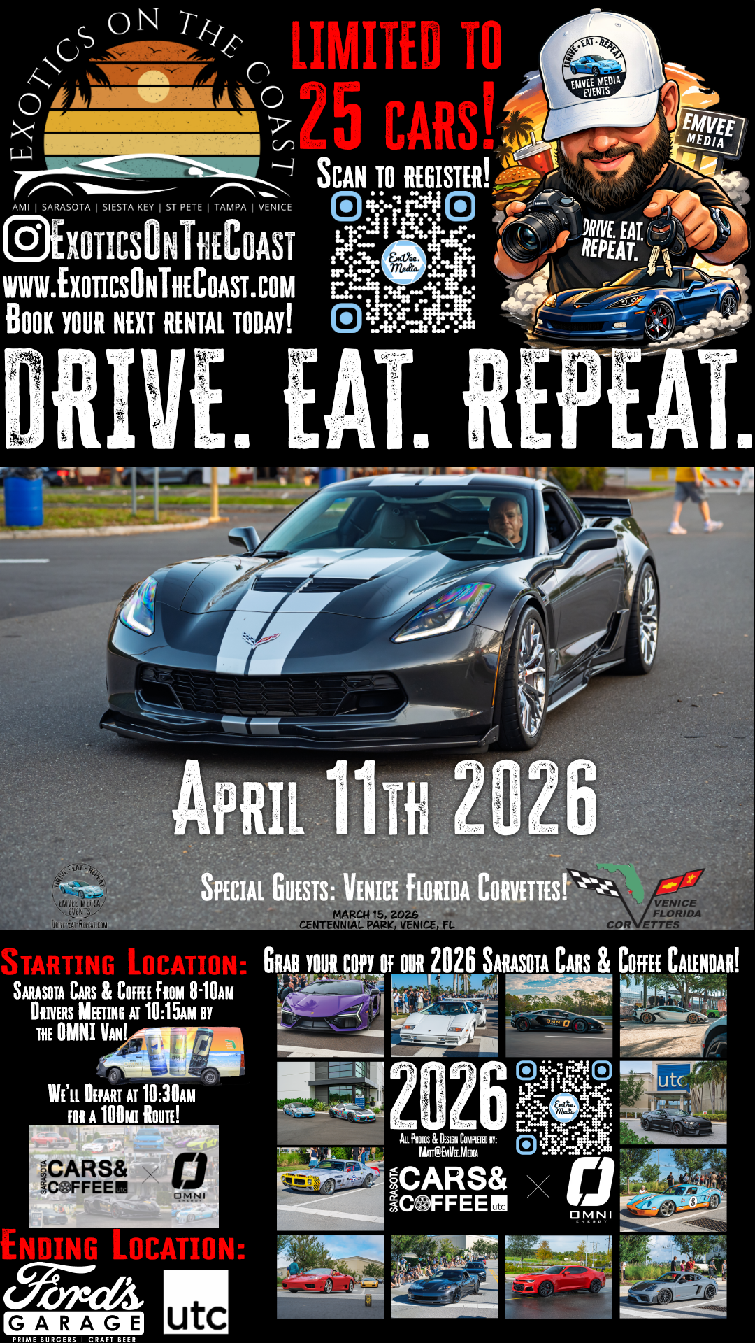 April 2026 Drive. Eat. Repeat. by EmVee Media Events!